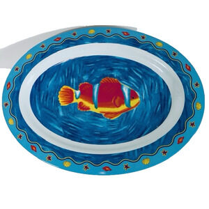 Ocean State Melamine Plastic Outdoor Clown Fish Oval Serving Platter 18" Sea